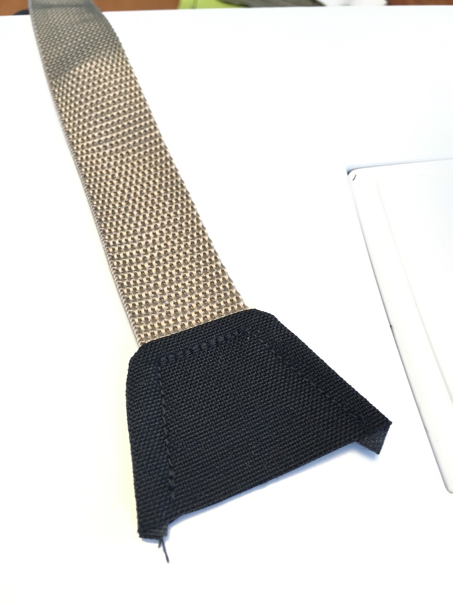 A strap. This is made inside-out, then reversed and topstitched. First time doing this and pleased with the outcome.